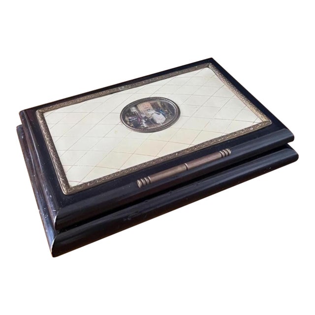 Antique Ebonized Wood Jewelry Box For Sale