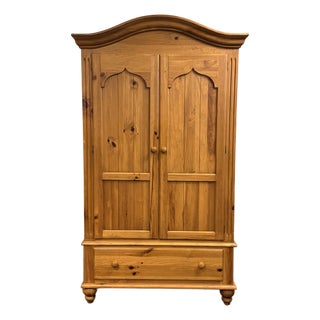 Ethan Allen Farmhouse Rustic Pine Armoire For Sale