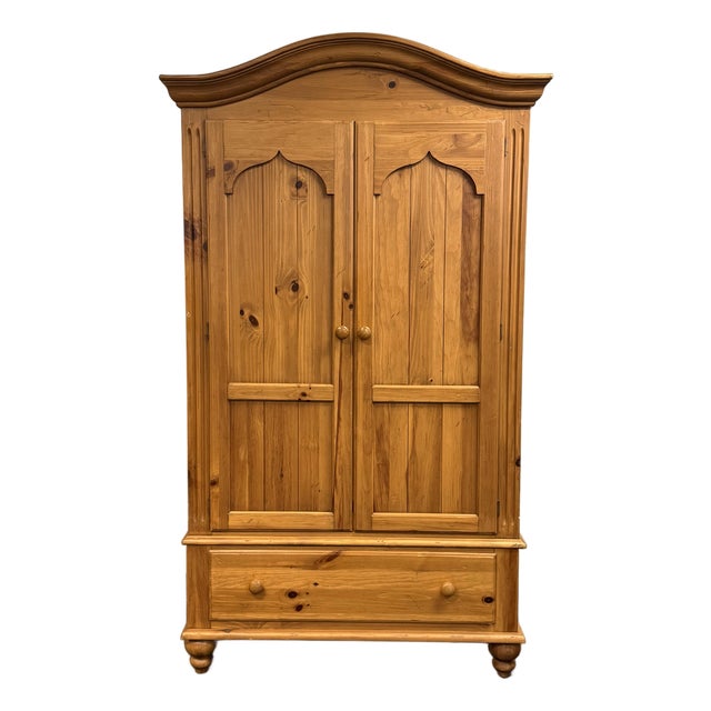 Ethan Allen Farmhouse Rustic Pine Armoire For Sale