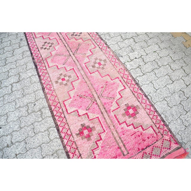 Vintage Faded Pink Hallway Runner For Sale - Image 6 of 11