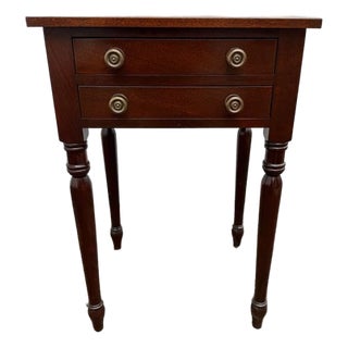 Vintage American Sheraton Two Drawer Nightstand Side Table For Sale