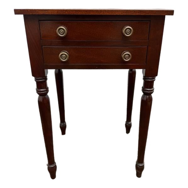 Vintage American Sheraton Two Drawer Nightstand Side Table For Sale