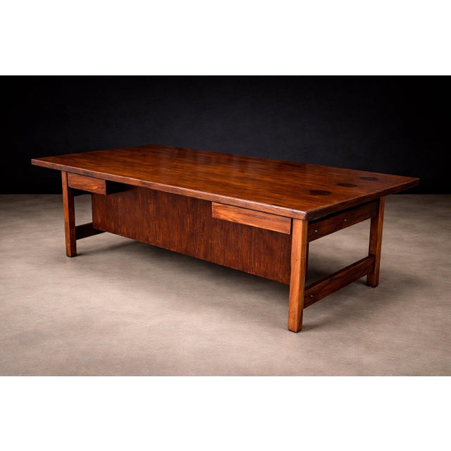 Brazilian Modern Rosewood Desk With Dual Drawers — Brazil, 1960s For Sale - Image 12 of 15