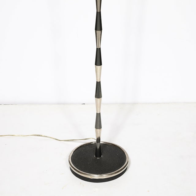 1960s Pair of MidCentury Geometric Polished Nickel & Gunmetal Floor Lamps by Gio Ponti For Sale In New York - Image 6 of 15