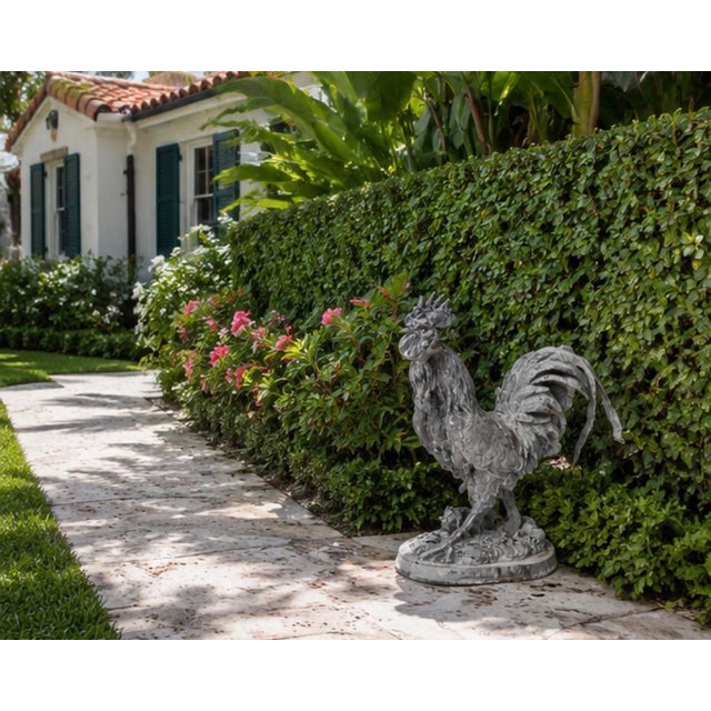 Vintage French Country Style Cast Iron Rooster Garden Statue For Sale - Image 11 of 12
