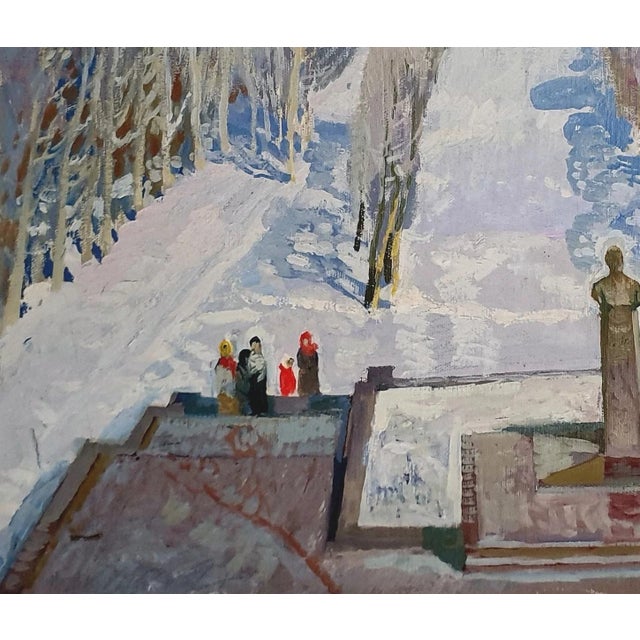 1970s 1970s Ukrainian Impressionism: Winter Landscape Oil Painting 59-69 For Sale - Image 5 of 6