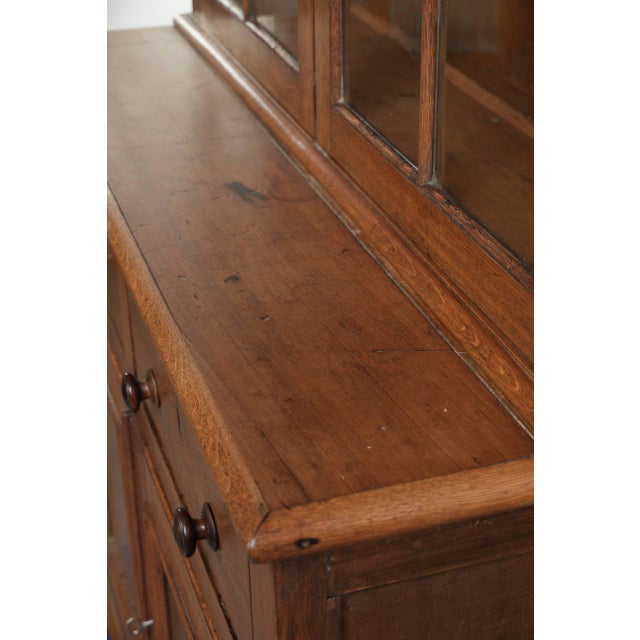 Antique 19th Century Oak Buffet Bookcase with Glass For Sale - Image 10 of 15