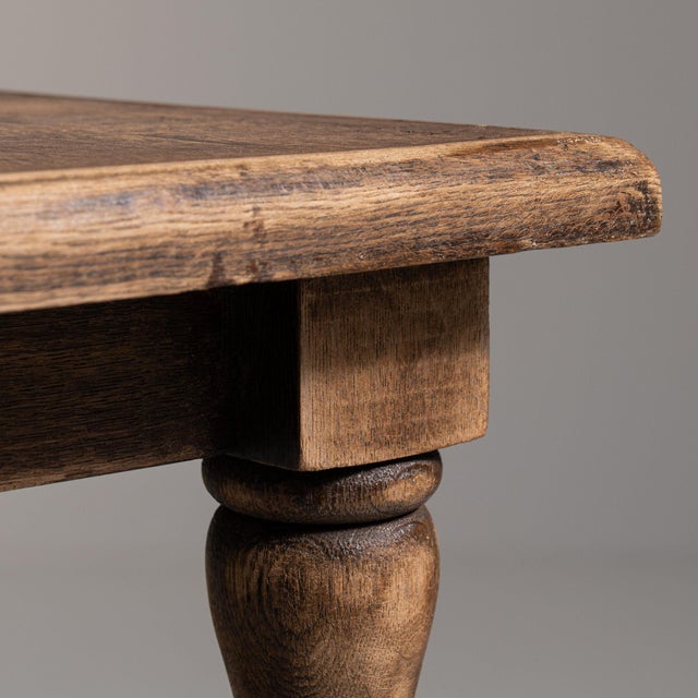 French Provincial Early 20th Century France Weathered Honey Oak Oak Side Table With Shelf For Sale - Image 3 of 10
