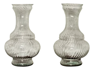 Art Deco Flower Vases in Blown Glass, Set of 2