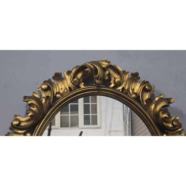 Large Deep Carved Oval Gilt Mirror, 1910 For Sale - Image 13 of 14