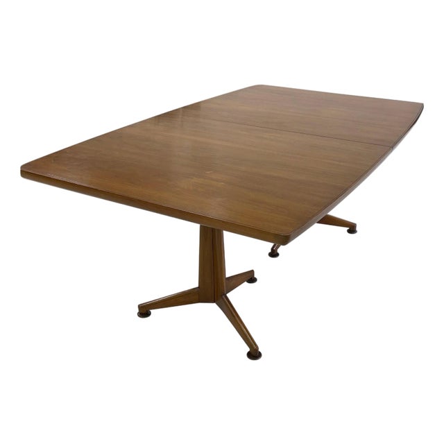 Walnut Two Pedestal Dining Table with 3 Leaves For Sale