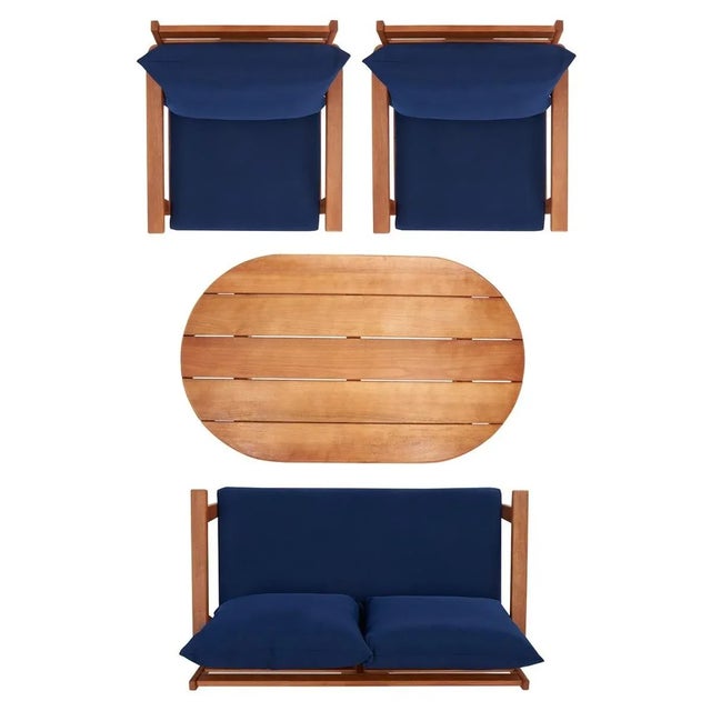 Brown Deacon 4 Piece Living Set - Natural/Navy For Sale - Image 8 of 10