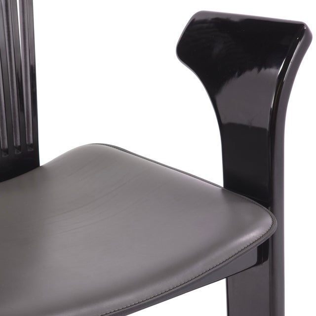 Black Vintage Postmodern Attributed "Pietro Constantini" for Ello Furniture Set of 6 Dining-Arm Chairs For Sale - Image 8 of 8