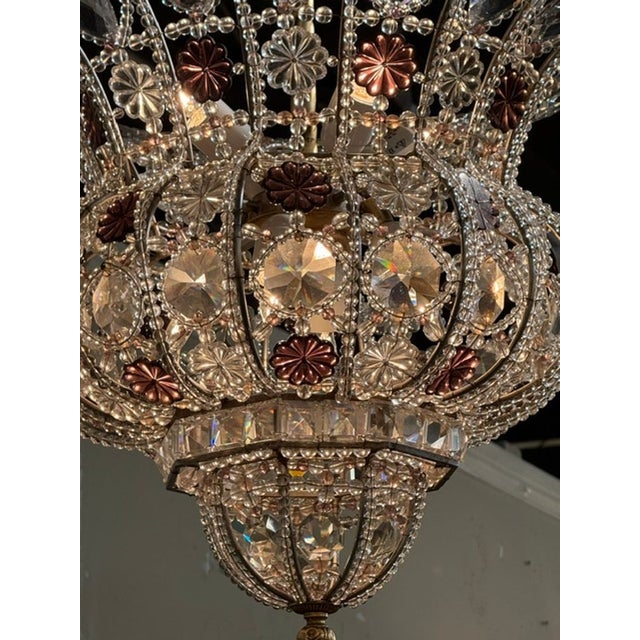Mid 20th Century French Maison Bagues Manner Beaded Bell Shape Chandelier For Sale - Image 4 of 7