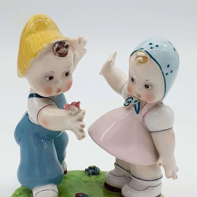 Statuette No. 328, 'Sweethearts,' in fine porcelain, made around 1940 by the Alma company of Turin, Lenci style.