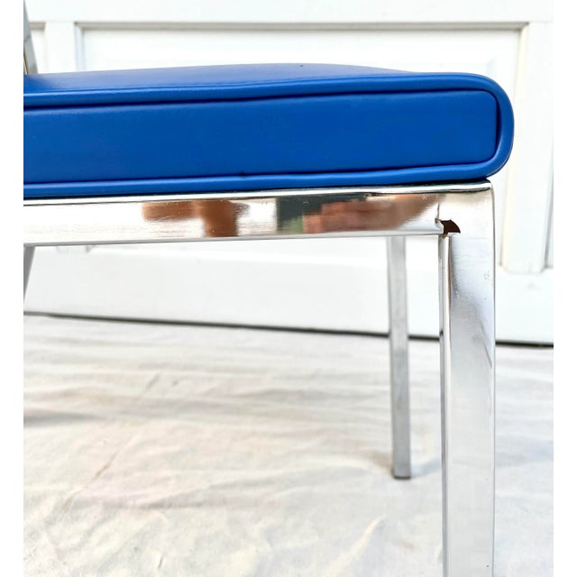 Blue Vintage Bright Blue and Steel Modern Side Chair For Sale - Image 8 of 13