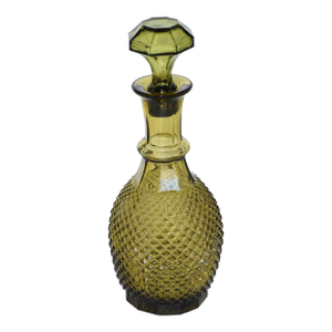 1950s Empoli Pineapple Genie Bottles Vintage Italian Glass Decorative Decanter
