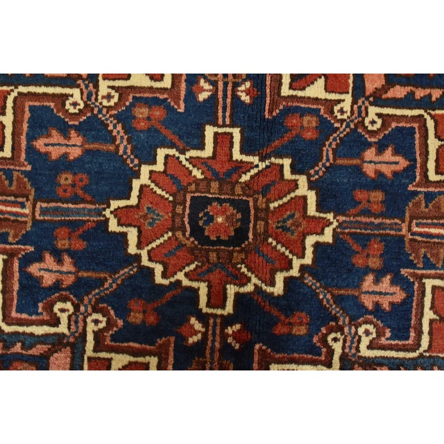 Red Vintage Heriz Rug 8'3'' X 11'8'' Red Wool Tribal Hand-Knotted Oriental Carpet For Sale - Image 8 of 15