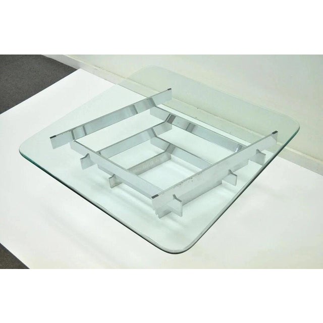 Vintage Paul Mayen Habitat Mid Century Modern Stacked Chrome Glass Coffee Table For Sale - Image 11 of 11