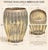 A striking vintage Neoclassical vase combining substantial vertically ribbed glass with richly ornamented silver-gilt-...