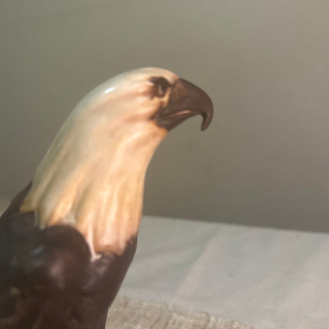 Brown Eagle --1980s Large Glazed Eagle on Rock For Sale - Image 8 of 8