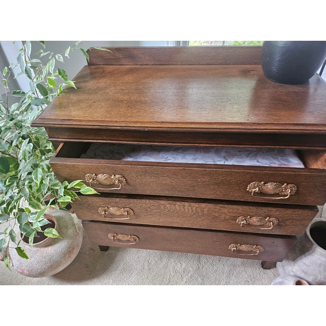 1910s 1910s American Golden Oak Three-Drawer Chest/Dresser For Sale - Image 5 of 11