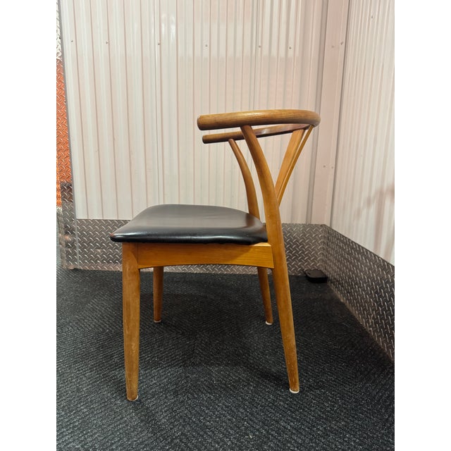 Mid-Century Modern Set of 4 Vintage Danish Modern Teak Dining Chairs With Black Leather Seats, 1960s–70s For Sale - Image 3 of 9
