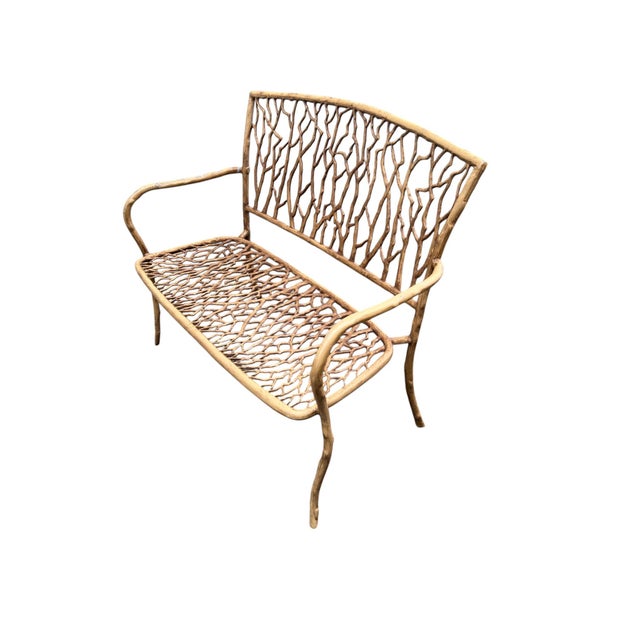 Late 20th Century Late 20th-C. Faux Bois Metal Garden Bench or Settee For Sale - Image 5 of 16