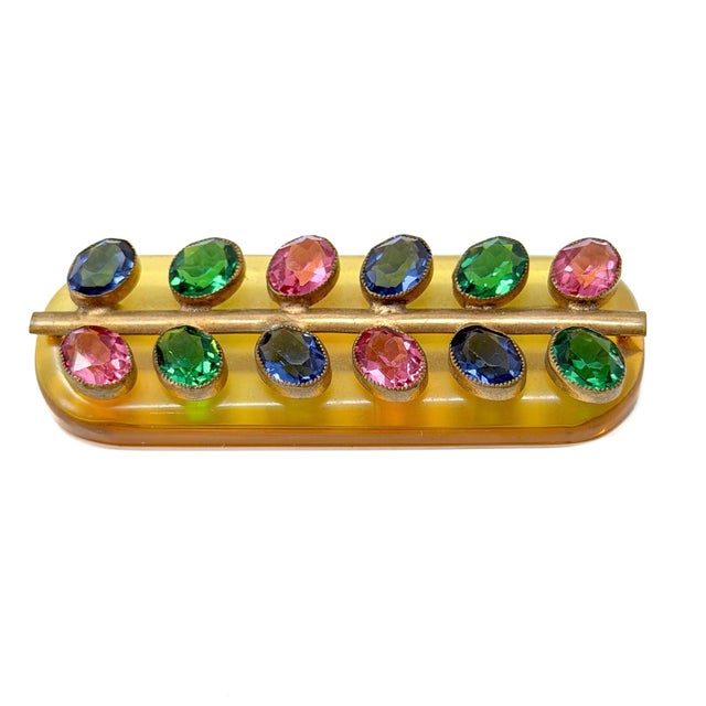1930s Art Deco Apple Juice Bakelite and Multi-Coloured Glass Brooch, 1930s For Sale - Image 5 of 11