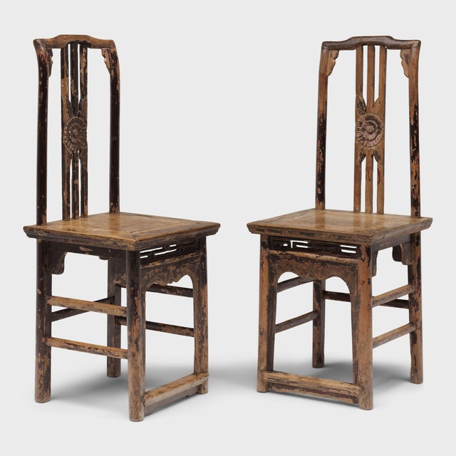 Wood Chinese Chrysanthemum Lady's Chair, C. 1800 For Sale - Image 7 of 7