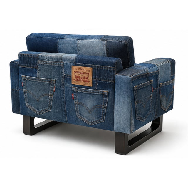 Barracuda Denim Lounge Chair For Sale - Image 4 of 7