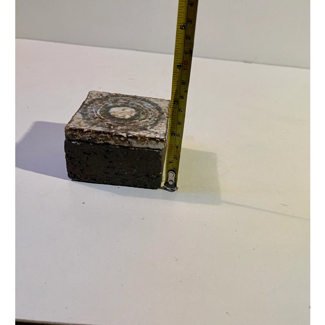 Brutalist Square Stoneware Trinket from Sejer, Denmark, 1970s For Sale - Image 6 of 8