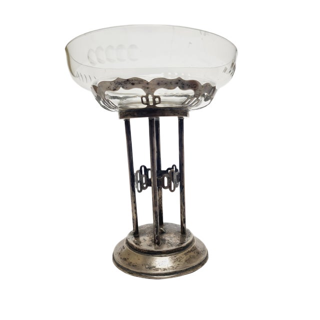Art Deco Polish Silver Crystal Bowl on Stand, 1930s For Sale - Image 11 of 18