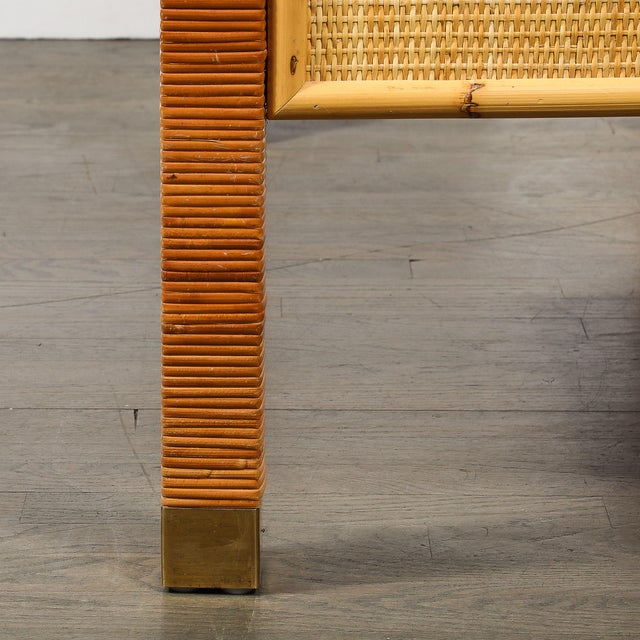 Mid-Century Modernist Rattan & Bamboo Wrapped Desk Signed Bielecky Brothers For Sale - Image 11 of 18