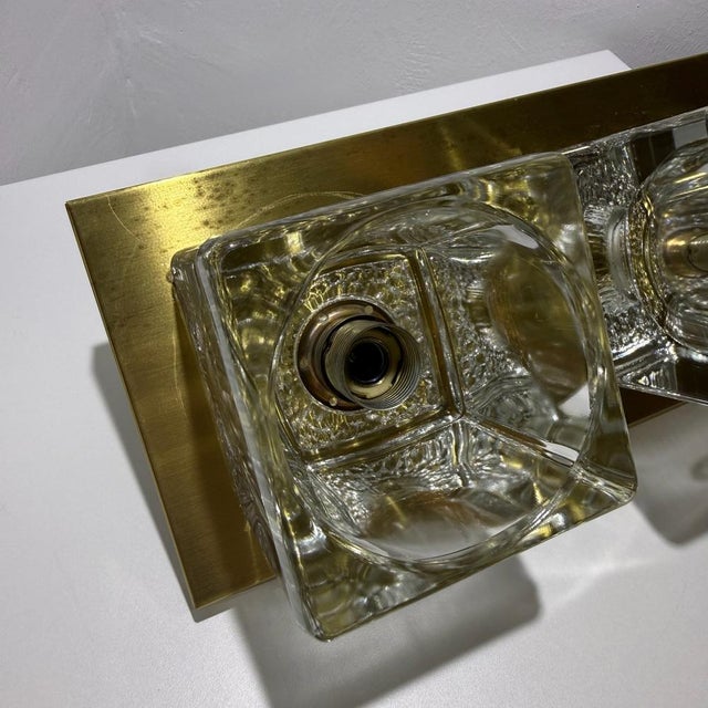 Vintage Wall Lamps in Ice Glass and Brass from Peill & Putzler, 1970s, Set of 2 For Sale - Image 11 of 18