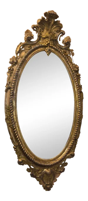 Antique French Louis XV Oval Giltwood Mirror