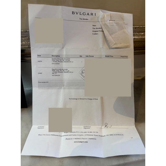 Silver Bvlgari 18ct White Gold Bvlgari Bvlgari Diamond Necklace 0.07ct For Sale - Image 8 of 8