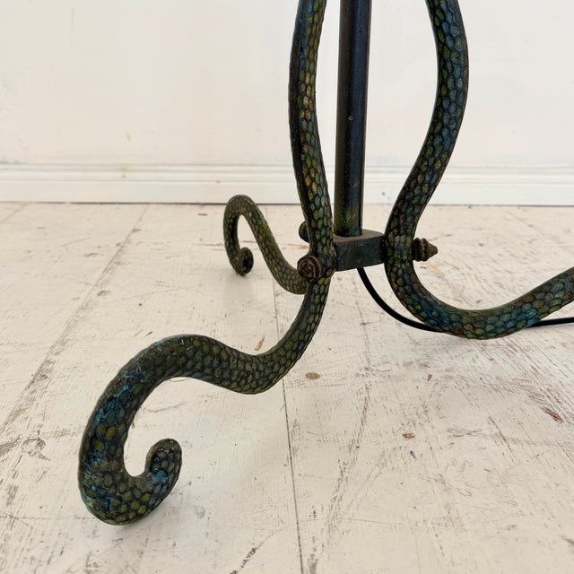 Vintage Wrought Iron Floor Lamp in the style of Armand-Albert Rateau, 1940s For Sale - Image 3 of 13