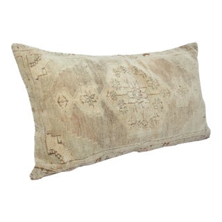 Authentic Vintage Soft Coler Tones Turkish Over Size Rug Pillow -16'' X 30'' For Sale