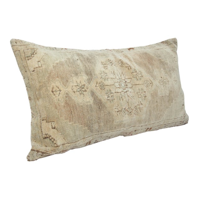 Authentic Vintage Soft Coler Tones Turkish Over Size Rug Pillow -16'' X 30'' For Sale