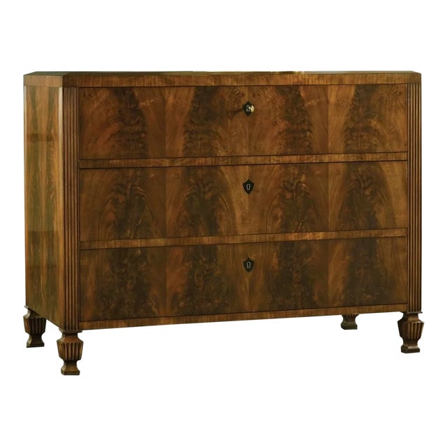 Modern History Italian Burl Commode For Sale