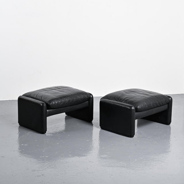 Pair of Maralunga ottomans designed by Vico Magistretti for Cassina in 1973, one of the most iconic creations of Italian...