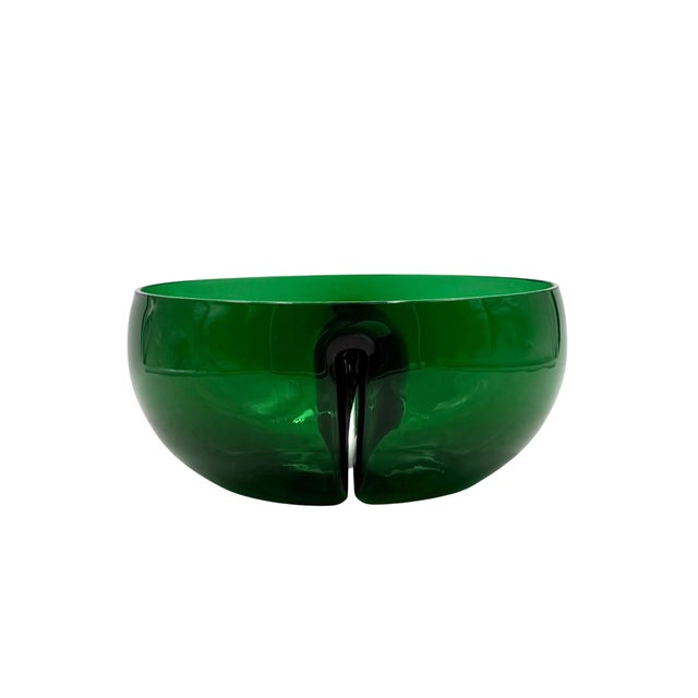 Glass Mid-Century Green Glass Bowl / Centerpiece, Italy 1960s For Sale - Image 7 of 13