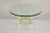 Vintage Mid Century Modern Charles Hollis Jones Style Lucite Brass Round Glass Side Table. Item features a thick round...