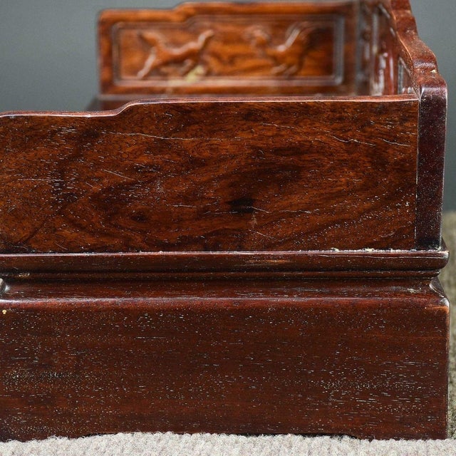 Mid 20th Century Vintage Chinese Huali Rosewood Carved "12 Zodiac" Miniature Luohan Bed / Display Stand For Sale - Image 5 of 10