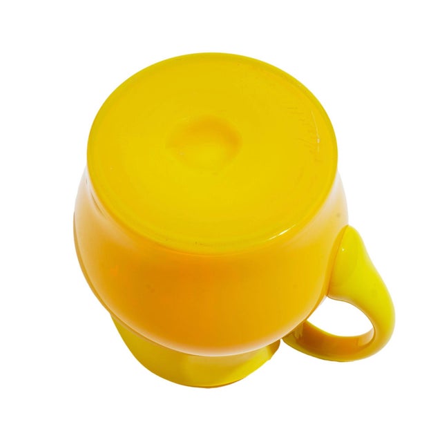 Vintage Cadmium Yellow Opaline Blown Glass Pitcher For Sale - Image 10 of 12