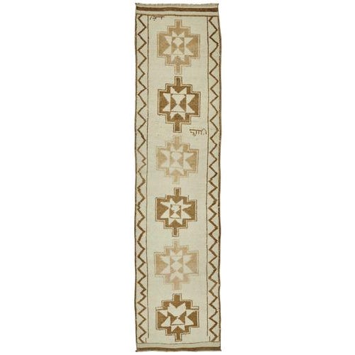 Textile Beige Bohemian Runner Rug For Sale - Image 7 of 7