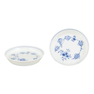 Blue Fluted Plain Bottle Coasters from Royal Copenhagen, 1980s, Set of 2 For Sale