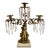 Antique Brass Soldier Victorian 3 Arm Girandole Candlestick With Marble Base & Prisms For Sale