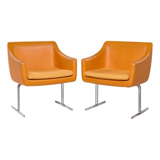 Hugh Acton for Vecta Mid Century Chrome Lounge Chairs - Pair For Sale
